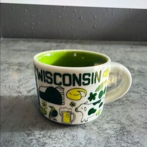 Wisconsin Themed Green and White Mug
